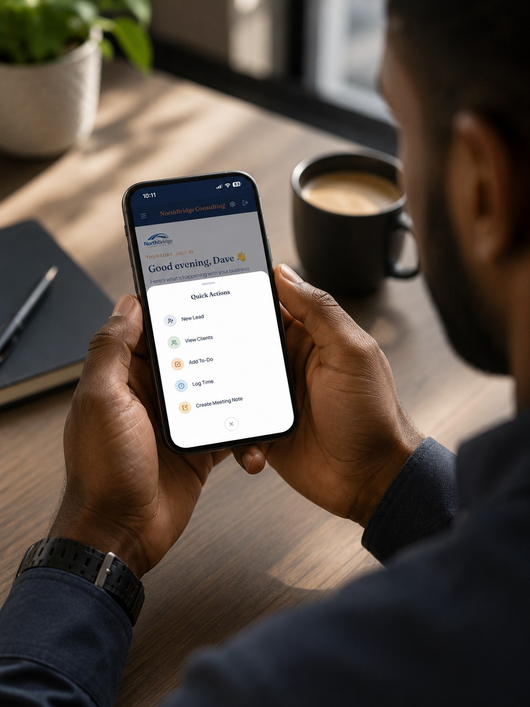 Verclara quick actions menu on mobile