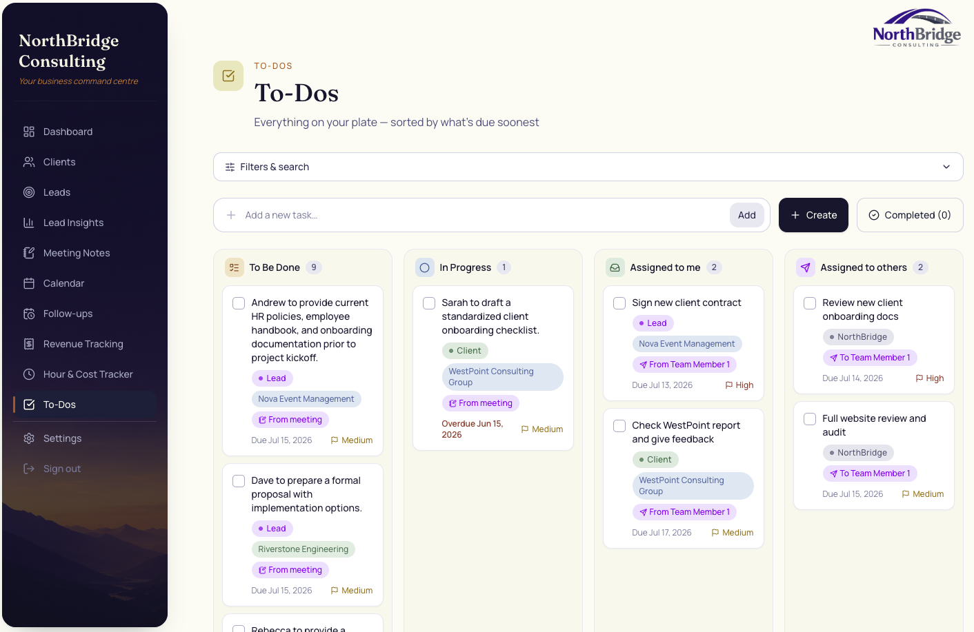 Verclara to-do board